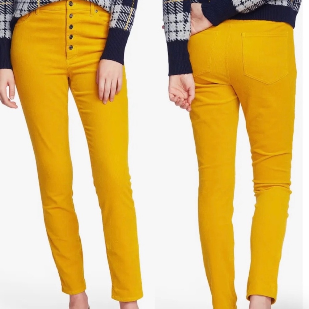 Court & Rowe High Rise Button Fly Corduroy Pants Mustard Yellow Size 27